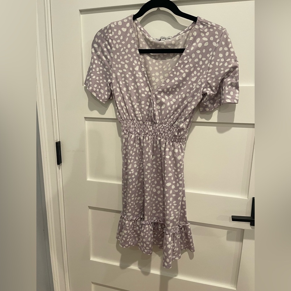 Velvet Torch Lavender and White Polka Dot mini  dress Size XS